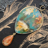 Coral Sea Agate Pendant with Sunstone